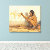 Indiaanse indianenartiest door Couse Canvas Afdruk (Insitu (Houten vloer))