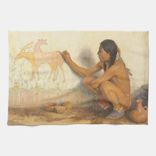 Indiaanse indianenartiest door Couse Theedoek