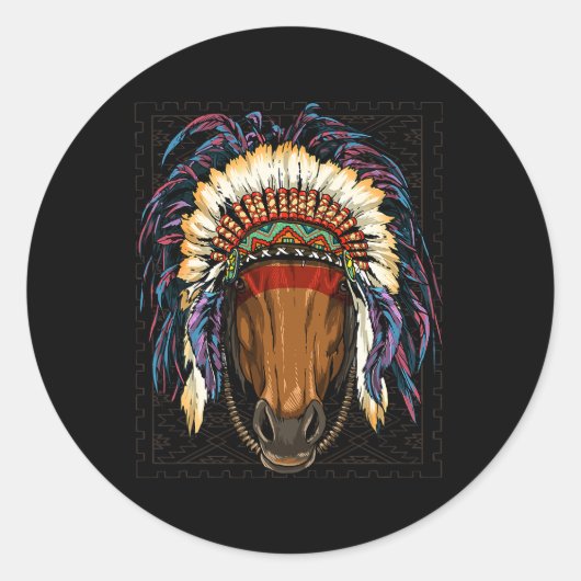 Indiaanse inheemse peo ronde sticker (Voorkant)