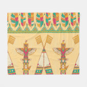 Indiaanse inheemse sierachtergrond. fleece deken (Voorkant (Horizontaal))