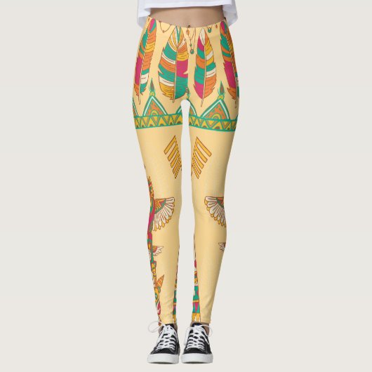 Indiaanse inheemse sierachtergrond. leggings (Voorkant)
