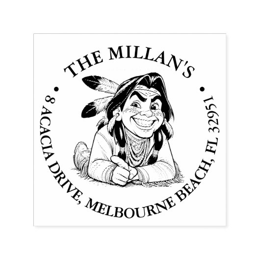 Indiaanse jongen thema  zelfinktende stempel (Design)