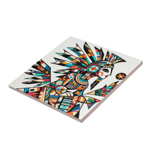 Indiaanse Kachina Dancer Art Tegeltje (Zijkant)