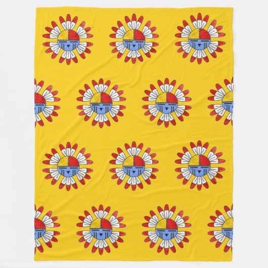 Indiaanse KACHINA - TAWA Zonnemasker 1 Fleece Deken (Voorkant)