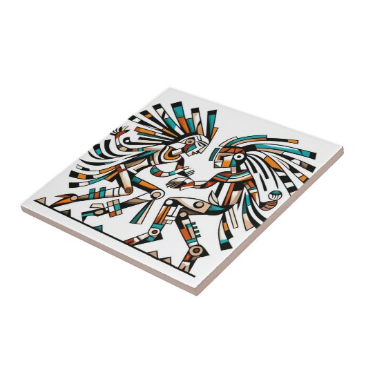 Indiaanse Kokopeli dansers kunst Tegeltje (Zijkant)