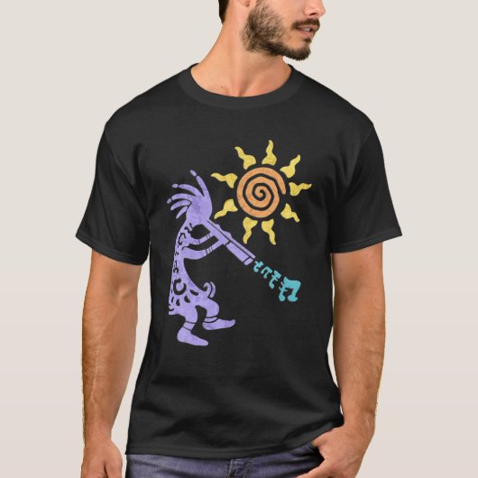 Indiaanse kokopelli muzikant met fluit 1 fan t-shirt (Voorkant)