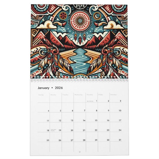 Indiaanse mandala's kalender (Jan 2026)