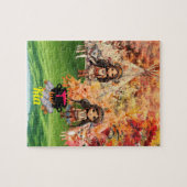 Indiaanse meisje met bosdieren legpuzzel (Horizontaal)