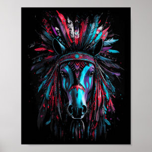 Indiaanse Oorlog Bonnet Horse Gift Poster