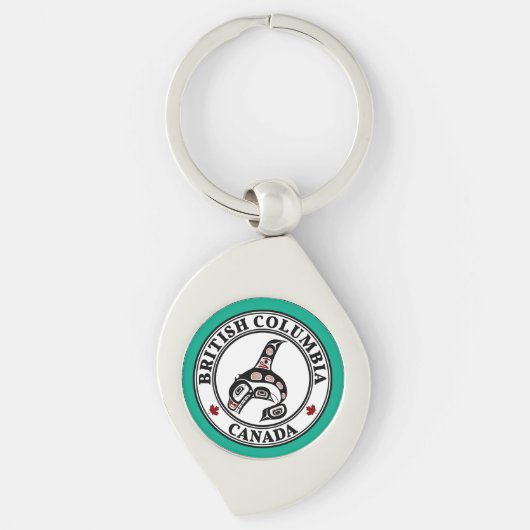 Indiaanse rode zwarte Haida Orca Killer Whale Sleutelhanger (Voorkant)