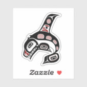 Indiaanse rode zwarte Haida Orca Killer Whale Sticker (Vel)
