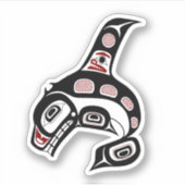 Indiaanse rode zwarte Haida Orca Killer Whale Sticker (Voorkant)
