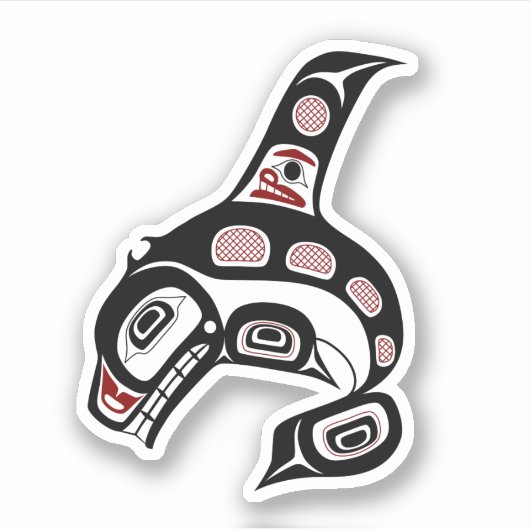 Indiaanse rode zwarte Haida Orca Killer Whale Sticker (Voorkant)