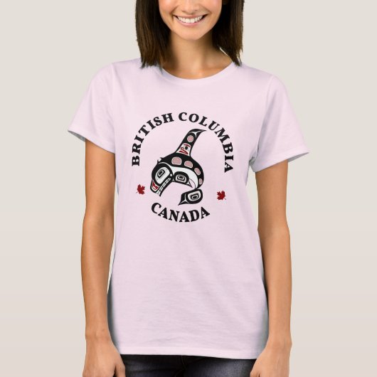 Indiaanse rode zwarte Haida Orca Killer Whale T-shirt (Voorkant)