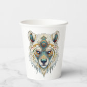 Indiaanse Spirituele wolf Papieren Bekers (Achterkant)