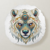 Indiaanse Spirituele wolf Rond Kussen (Voorkant)