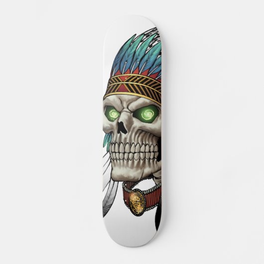 Indiaanse stam gotische schedel skateboard (Voorkant)