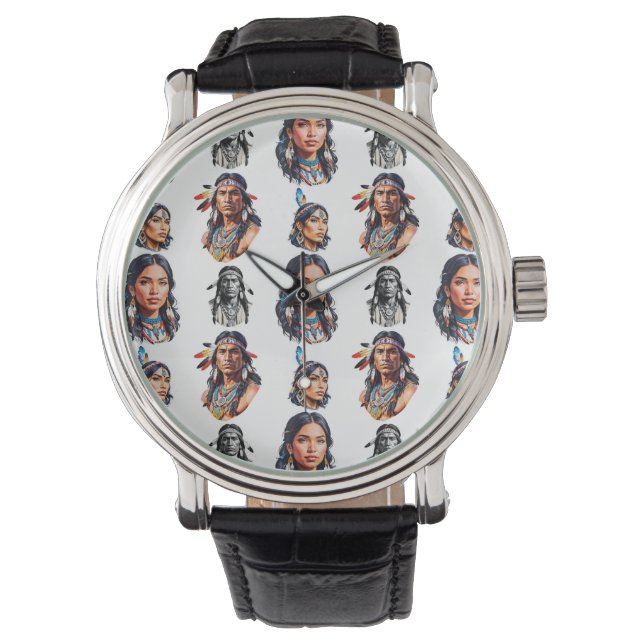 Indiaanse stam patroon ontwerp horloge (Voorkant)