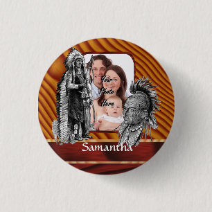 Indiaanse stamhoofden ronde button 3,2 cm