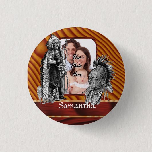 Indiaanse stamhoofden ronde button 3,2 cm (Voorkant)