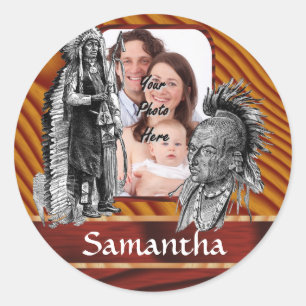 Indiaanse stamhoofden ronde sticker