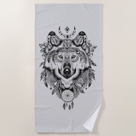 Indiaanse Stamwolf Strandlaken (Voorkant)