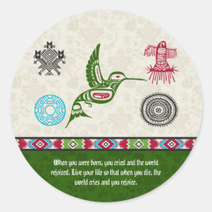 Indiaanse symbolen en wijsheid - Hummingbird Ronde Sticker