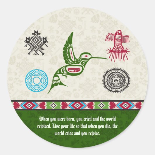 Indiaanse symbolen en wijsheid - Hummingbird Ronde Sticker (Voorkant)