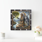 Indiaanse tijdwaarnemer: Wolf en Maiden's Glade Vierkante Klok (Huis)