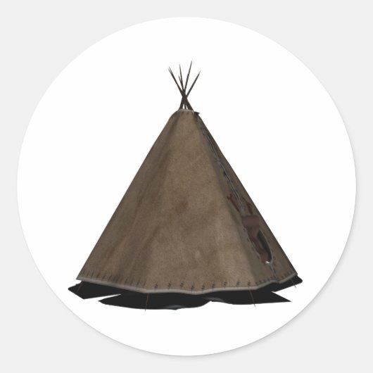 Indiaanse tipi ronde sticker (Voorkant)