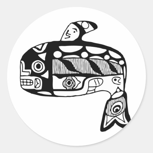 Indiaanse Tlingit walvis Ronde Sticker (Voorkant)