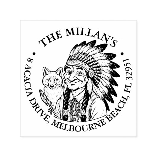 Indiaanse vos thema  zelfinktende stempel (Design)