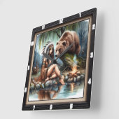 Indiaanse vrouw Beer erfgoed Vierkante Klok (Hoek)