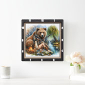 Indiaanse vrouw Beer Tree Vierkante Klok (Huis)