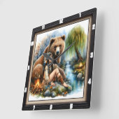 Indiaanse vrouw Beer Tree Vierkante Klok (Hoek)