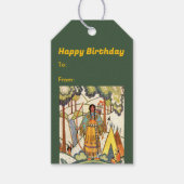 Indiaanse vrouw Bossen Waterval borduurwerk Cadeaulabel (Voorkant)