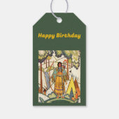 Indiaanse vrouw Bossen Waterval borduurwerk Cadeaulabel (Achterkant)