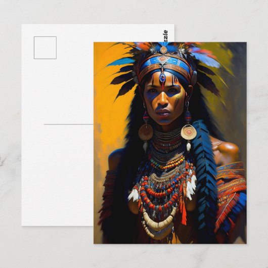 indiaanse vrouw briefkaart (Voorkant / Achterkant)