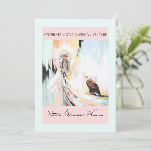 Indiaanse vrouw en adelaar kaart (Staand voorkant)