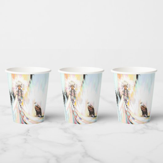 Indiaanse vrouw en adelaar papieren bekers (Multi)