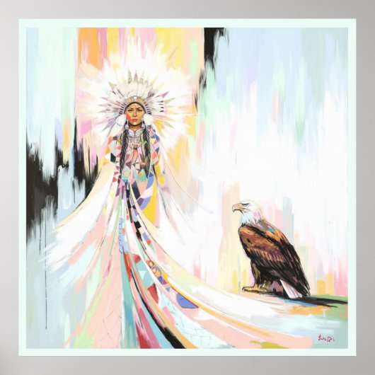 Indiaanse vrouw en adelaar poster (Voorkant)