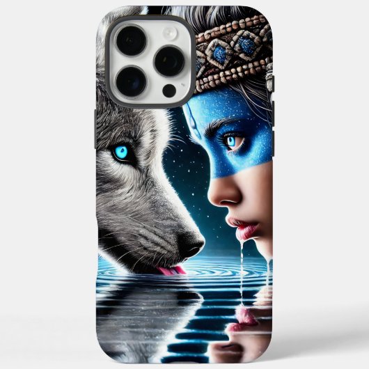 Indiaanse vrouw en trouwe wolf Case-Mate iPhone case (Achterkant)