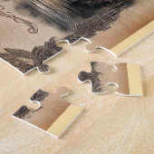 Indiaanse vrouw en wolf  ontwerp legpuzzel (Zijkant)