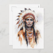 Indiaanse vrouw waterverf schilderkunst feestdagenkaart (Voorkant / Achterkant)