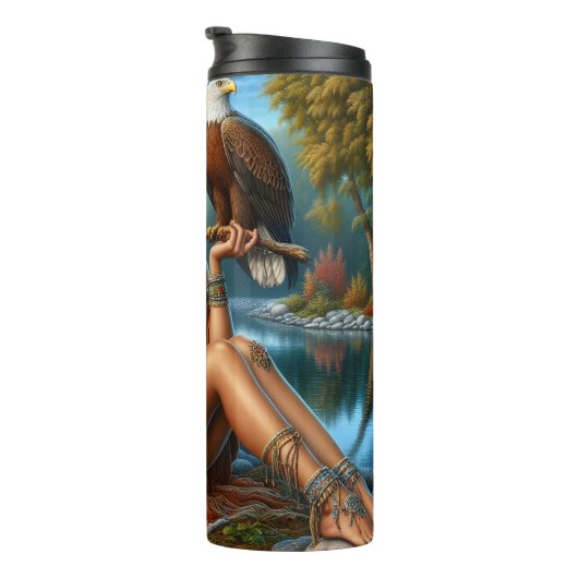 Indiaanse vrouw zonsondergang, adelaarsbaars thermosbeker (Geroteerd rechts)