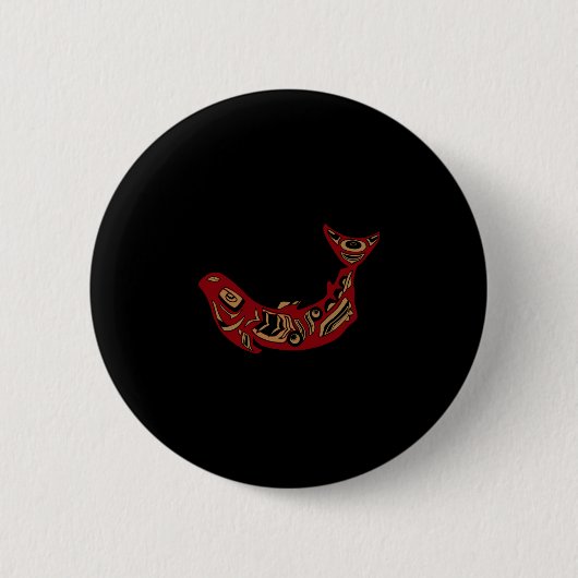 Indiaanse zalm vis totem pacifisch ronde button 5,7 cm (Voorkant)