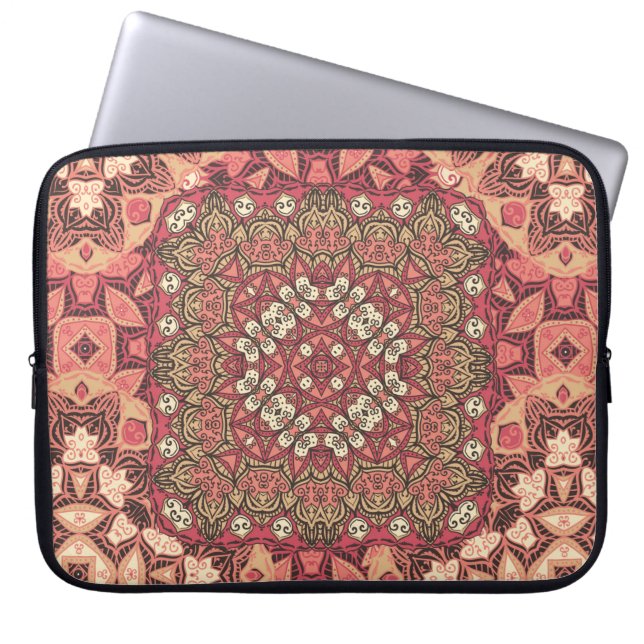 Indiaas abstract medaillonpatroon. Boho en zigeune Laptop Sleeve (Voorkant)