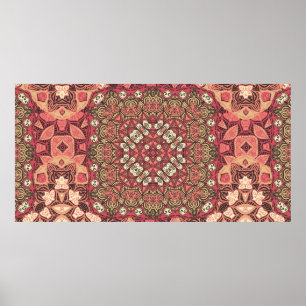 Indiaas abstract medaillonpatroon. Boho en zigeune Poster