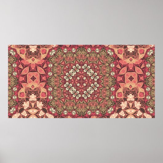 Indiaas abstract medaillonpatroon. Boho en zigeune Poster (Voorkant)