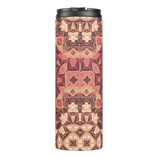 Indiaas abstract medaillonpatroon. Boho en zigeune Thermosbeker (Achterkant)